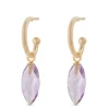 Marquise Amethyst Hoop Earrings, 14K Yellow Gold