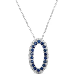 Sapphire And Diamond Necklace, 18K White Gold