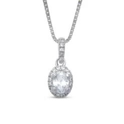 Oval Cluster Diamond Pendant, 14K White Gold