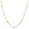 18-Inch Cube And Round Bead Station Necklace, 14K Yellow Gold