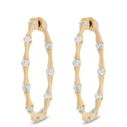 Ben Bridge Signature Diamond Inside-Out Hoops, 18K Yellow Gold