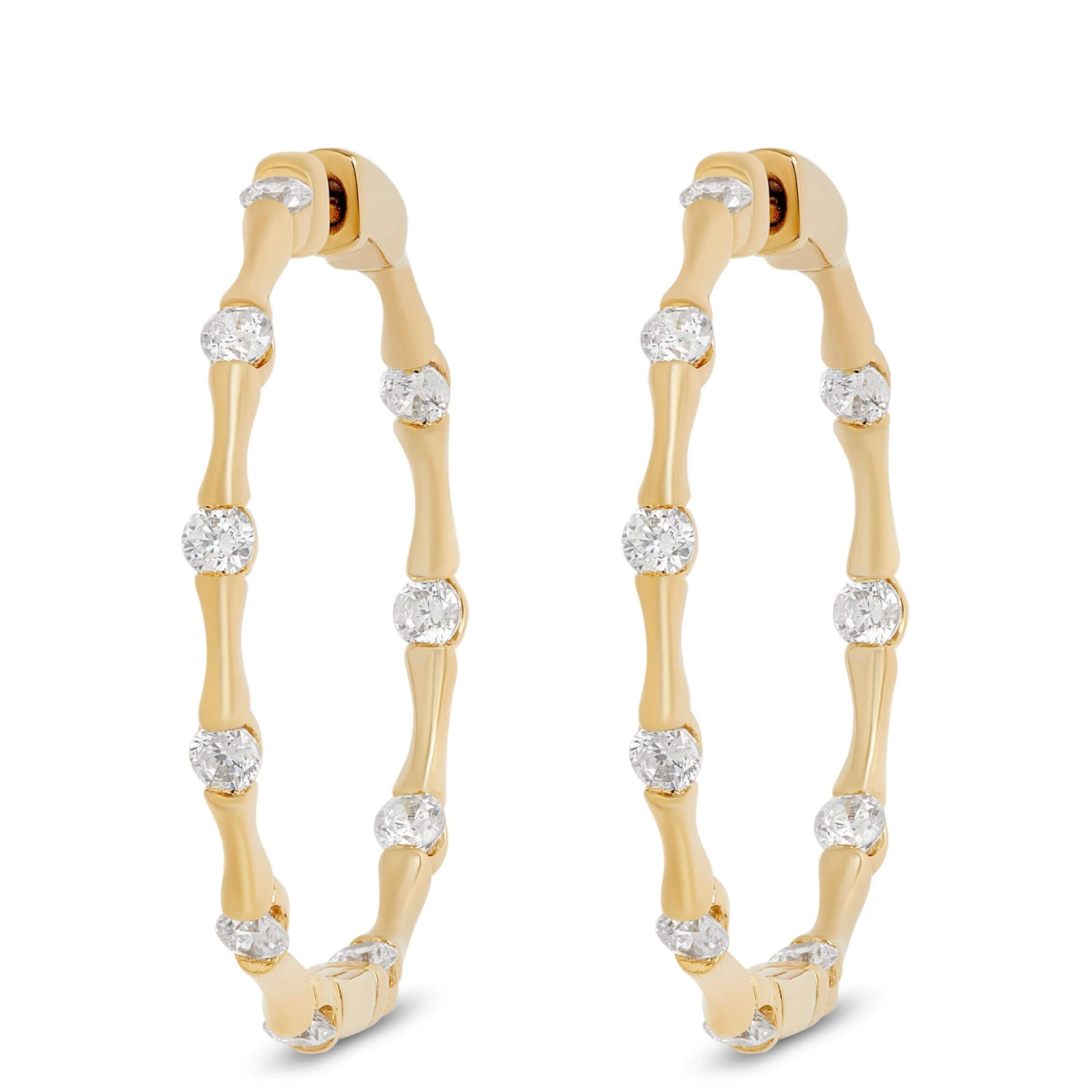 Ben Bridge Signature Diamond Inside-Out Hoops, 18K Yellow Gold 1 Ben Bridge Signature Diamond Inside-Out Hoops, 18K Yellow Gold