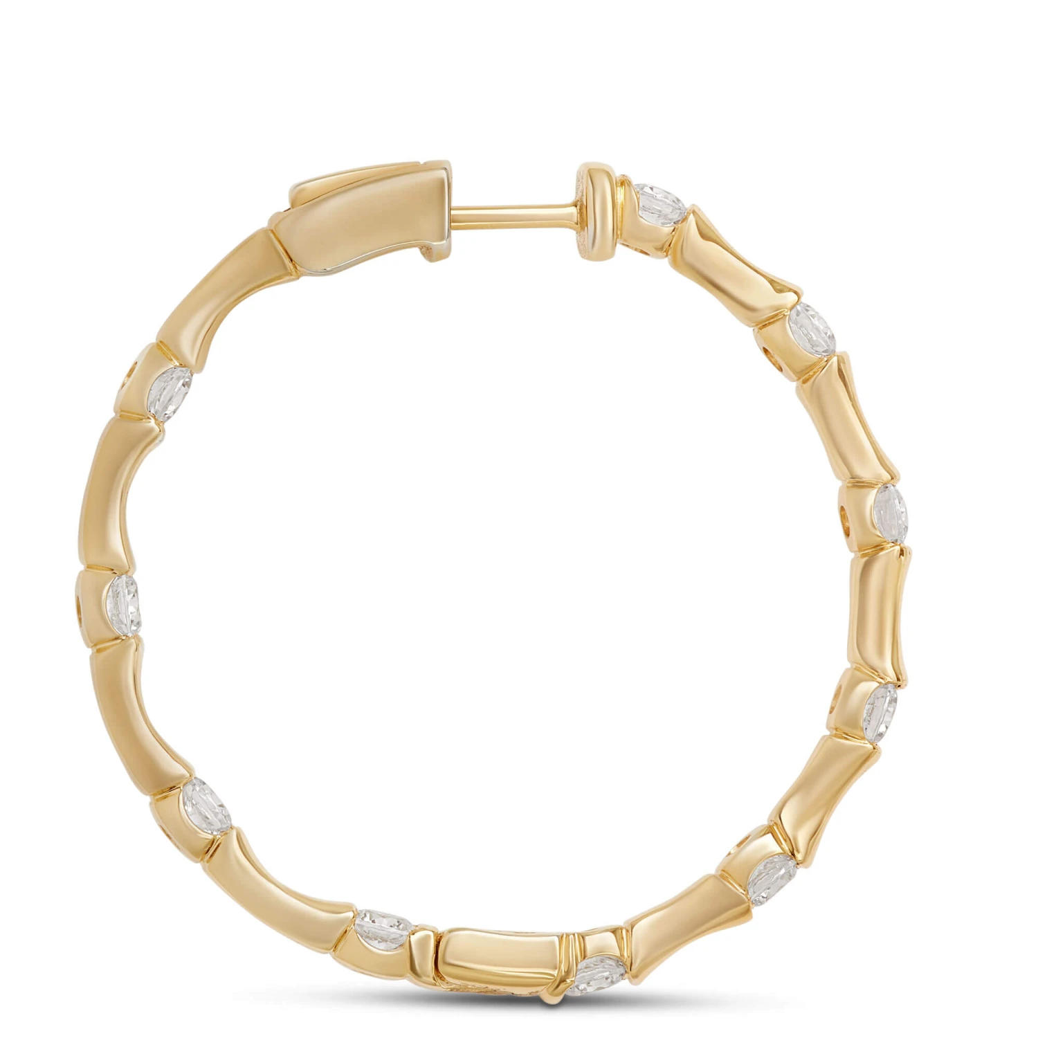 Ben Bridge Signature Diamond Inside-Out Hoops, 18K Yellow Gold 2 Ben Bridge Signature Diamond Inside-Out Hoops, 18K Yellow Gold - Image 2