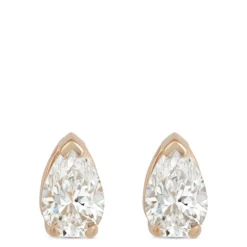 Pear Shape Diamond Stud Earrings, 14K Yellow Gold