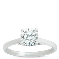 Round Solitaire Diamond Engagement Ring, Platinum