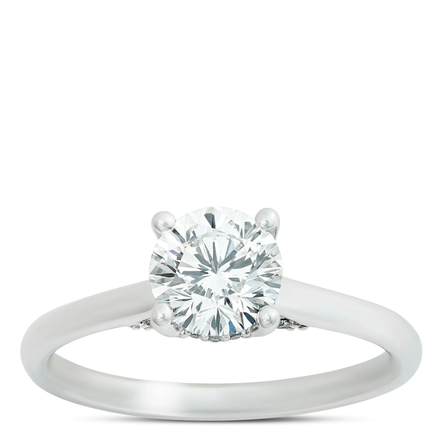 Round Solitaire Diamond Engagement Ring, Platinum 1 Round Solitaire Diamond Engagement Ring, Platinum