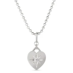 Ikuma Canadian Diamond Heart Shaped Pendant Necklace, Sterling Silver