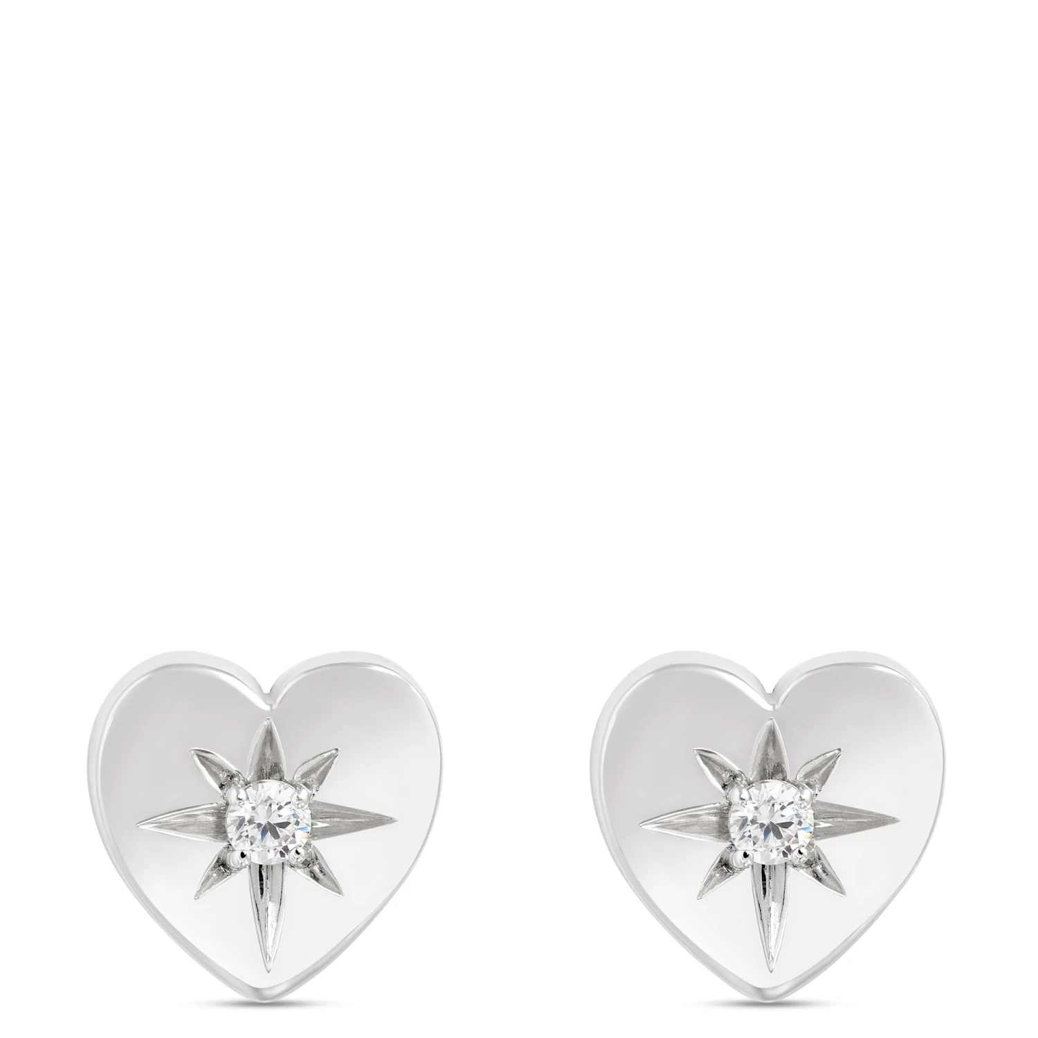 Ikuma Canadian Diamond Heart Shaped Studs, Sterling Silver 1 Ikuma Canadian Diamond Heart Shaped Studs, Sterling Silver