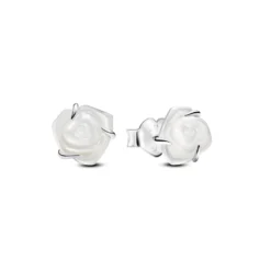 Pandora White Rose In Bloom Stud Earrings