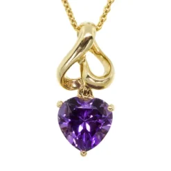 Amethyst Heart Pendant 14K