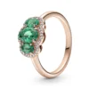 Pandora Green Three-Stone Vintage Crystal & CZ Ring