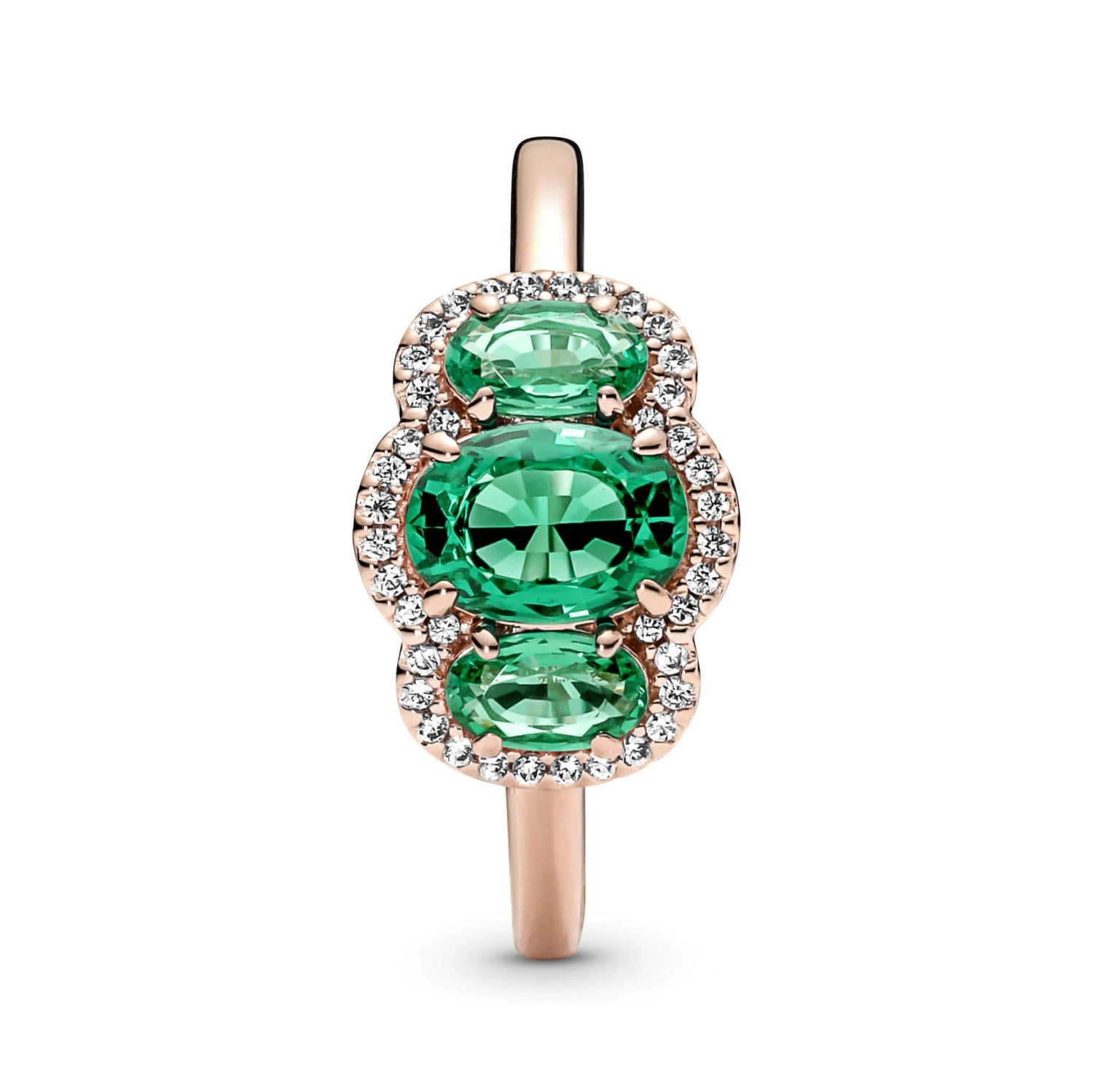 Pandora Green Three-Stone Vintage Crystal & CZ Ring 2 Pandora Green Three-Stone Vintage Crystal & CZ Ring - Image 2