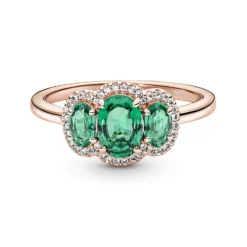 Pandora Green Three-Stone Vintage Crystal & CZ Ring 6 Pandora Green Three-Stone Vintage Crystal & CZ Ring -Luxe Glist Sales PAR180057C01 03