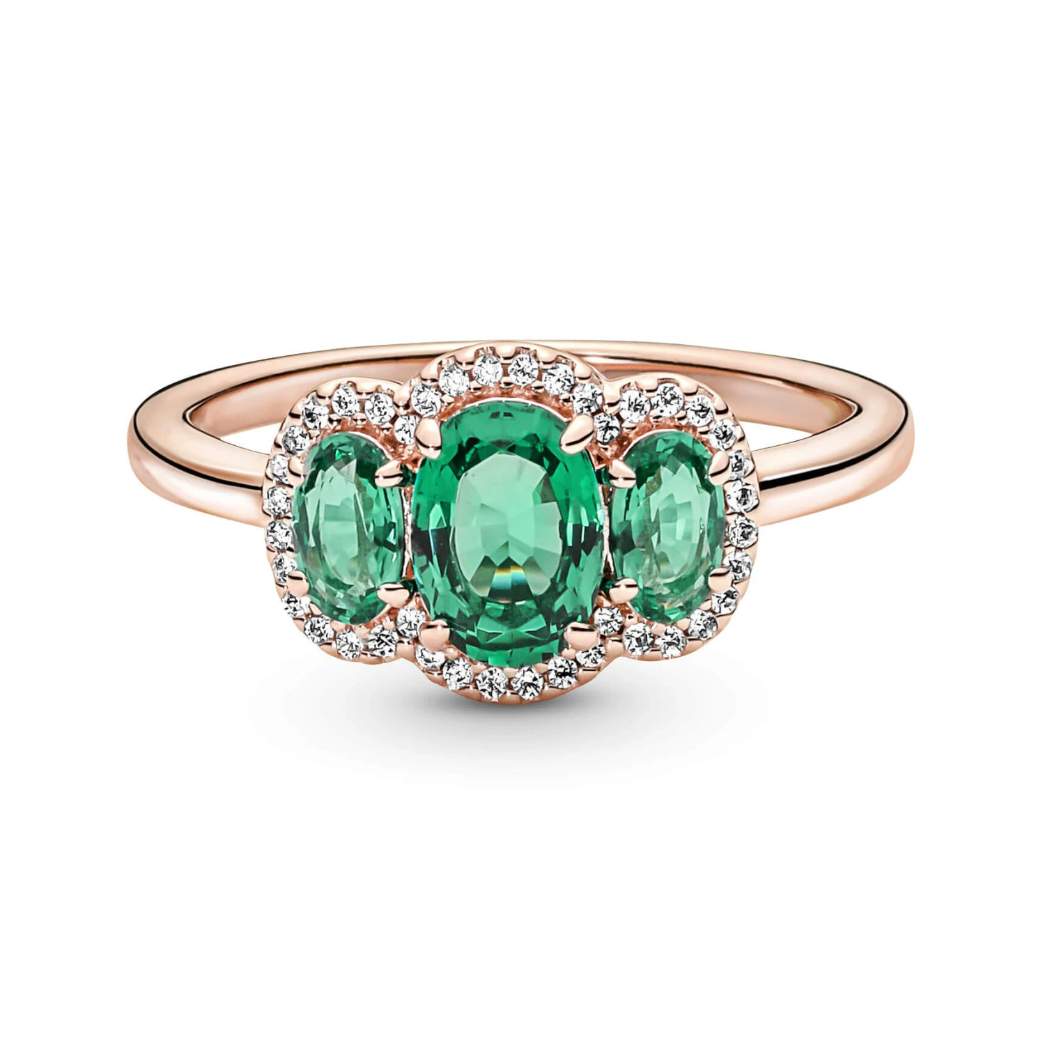 Pandora Green Three-Stone Vintage Crystal & CZ Ring 3 Pandora Green Three-Stone Vintage Crystal & CZ Ring - Image 3