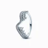 Pandora Sparkling Asymmetric Wave Ring