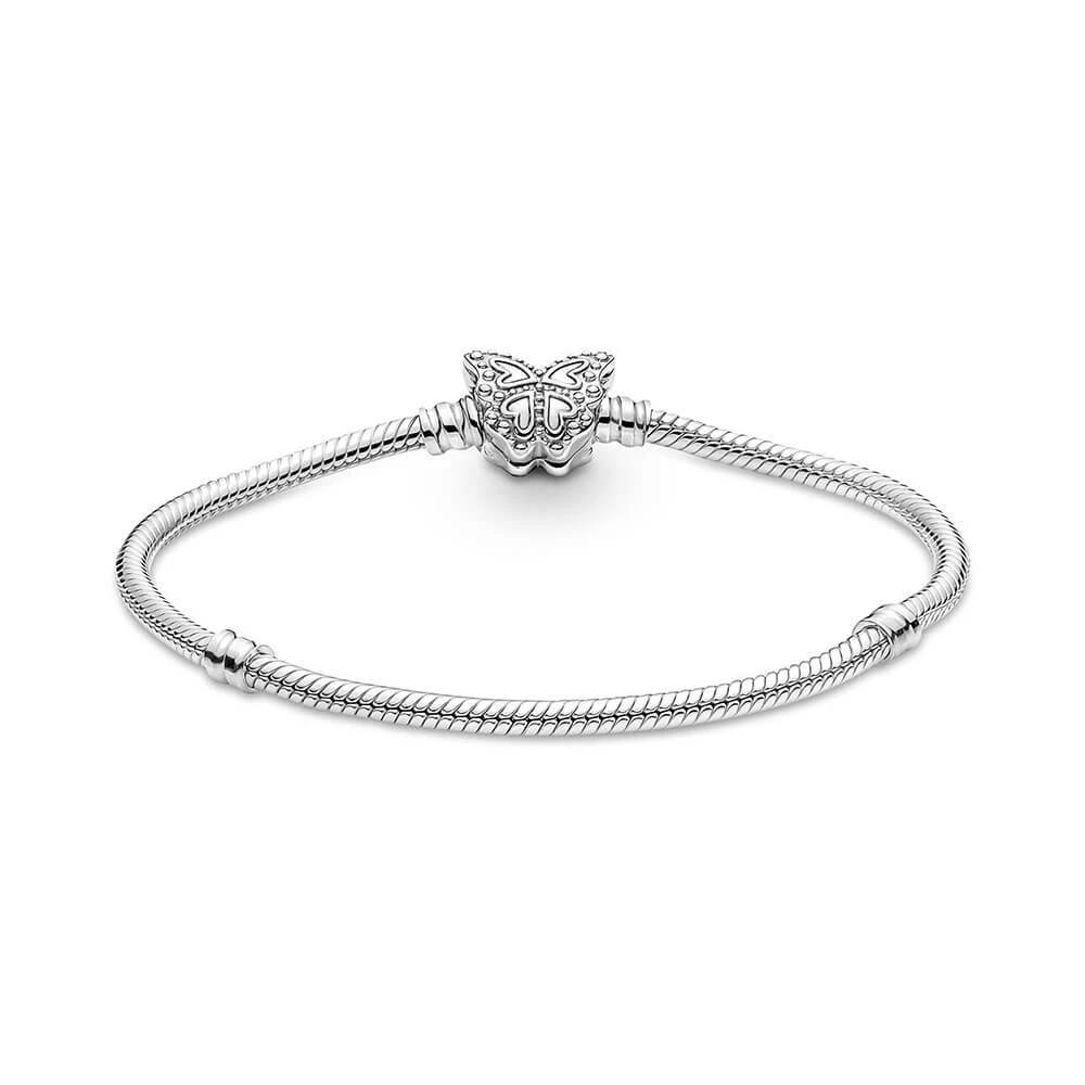 Pandora Moments Enamel & CZ Butterfly Clasp Snake Chain Bracelet 2 Pandora Moments Enamel & CZ Butterfly Clasp Snake Chain Bracelet - Image 2