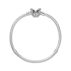 Pandora Moments Enamel & CZ Butterfly Clasp Snake Chain Bracelet 6 Pandora Moments Enamel & CZ Butterfly Clasp Snake Chain Bracelet -Luxe Glist Sales PAR590782C01 03