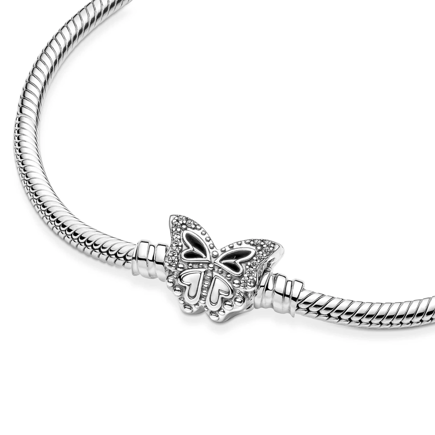 Pandora Moments Enamel & CZ Butterfly Clasp Snake Chain Bracelet 4 Pandora Moments Enamel & CZ Butterfly Clasp Snake Chain Bracelet - Image 4