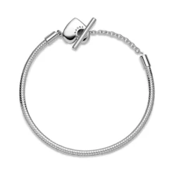 Pandora Moments Heart T-Bar Snake Chain Bracelet -Luxe Glist Sales PAR599285C00 04